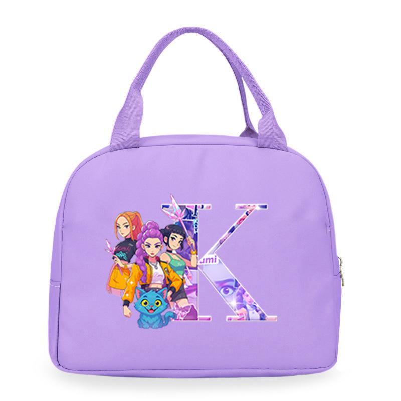 Trend Kpop Anime Cartoon Peripheral 26 Letter Printing Bento Bag Commuter Portable Lunch Box Bag