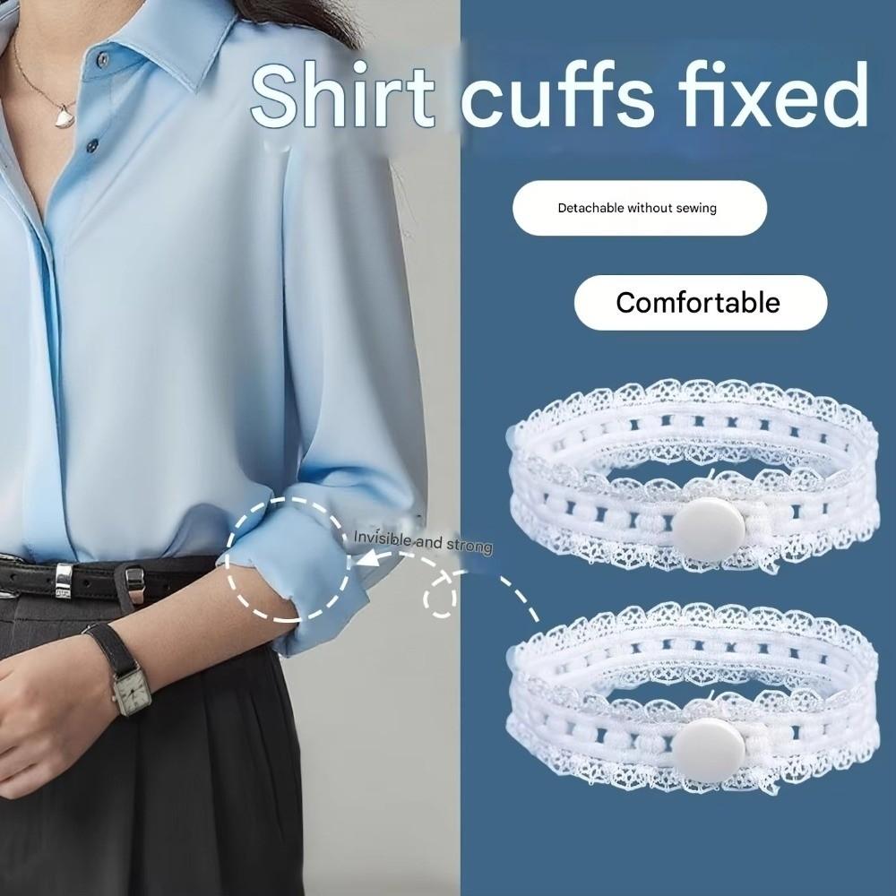 2Pcs Elastic Shirt Sleeve Holders Lace Stretch Cuff Fasteners Fashion Shorten Sleeve Length