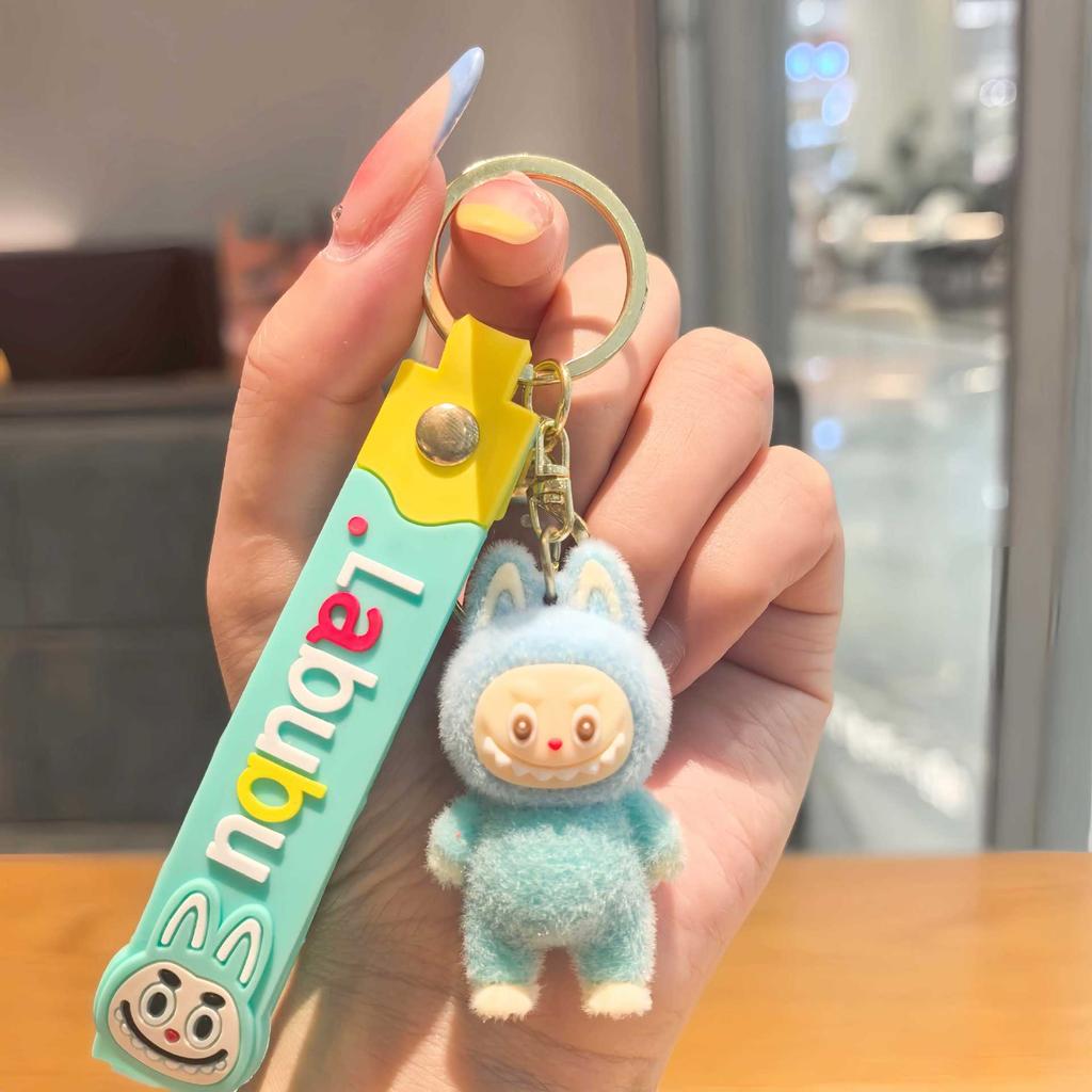 Cartoon Flocking Key Chain Cute Doll Key Pendant Schoolbag Small Gift