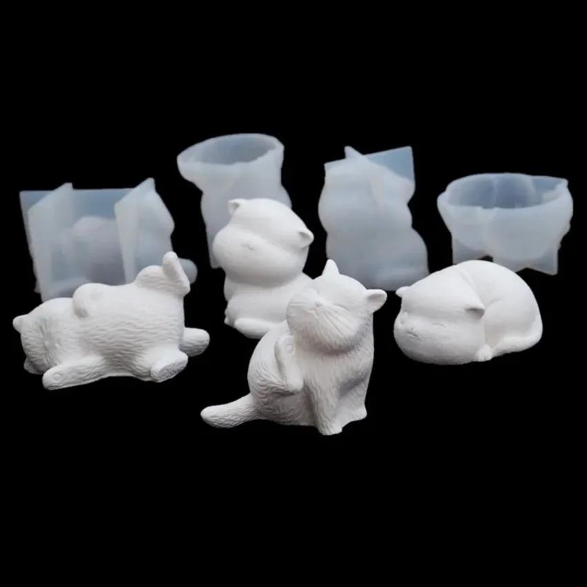 1 шт. 3D мыло из глины в виде кошки, силиконовые формы для свечей в виде милой свинки, форма для питомца кошки своими руками, маленькая и милая, подходит для украшений