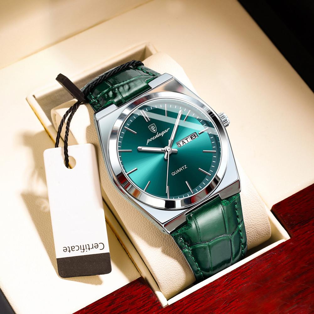 2025 Новый бренд ультратонкие мужские часы водонепроницаемые кожаные кварцевые часы мужские часы двойной календарь