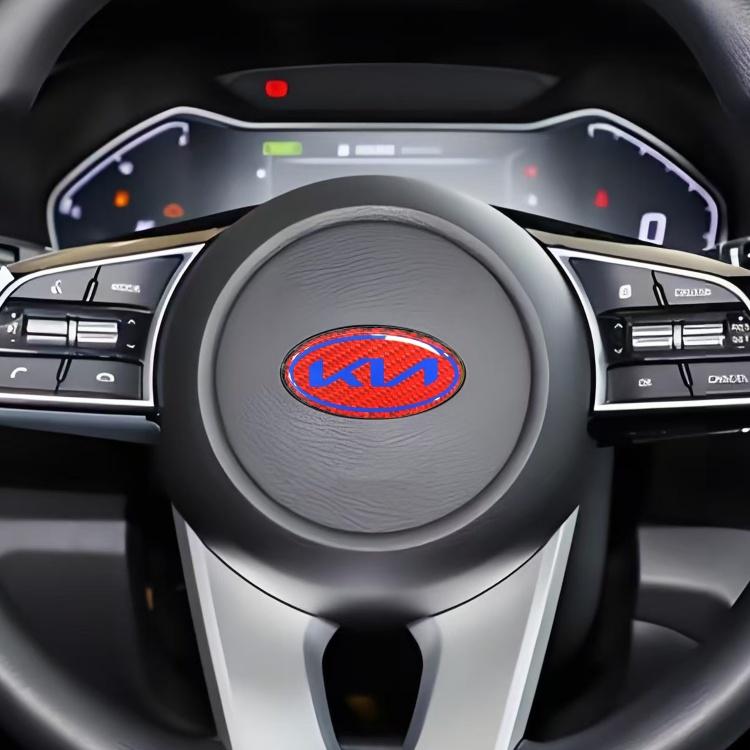 QZGF3 1pcs 3D newest KIA KN carbon fibre steer wheel emblem Sticker Car Steering Wheel Car Interior Emblem Car styling Accessories