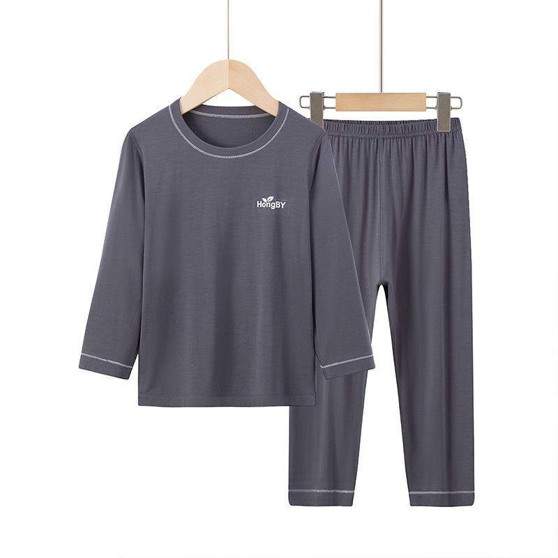 Летний детский модальный пижамный комплект: Короткий рукав и шорты, Домашняя одежда для парного ношения родитель-ребенок, Для мальчиков и девочек, Костюм для кондиционирования воздуха