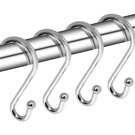 12 шт./компл. крючок для занавески для душа S-образный Т-образный многофункциональный сверхмощный гальванический металл для ванной комнаты кольцо для занавески комплект вешалок для полотенец товары для дома