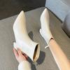2024 New Korean Solid Pointed Short Boots with Thick Heels and Back Zipper for Tall and Slim Mid Heel Short Boots for Women