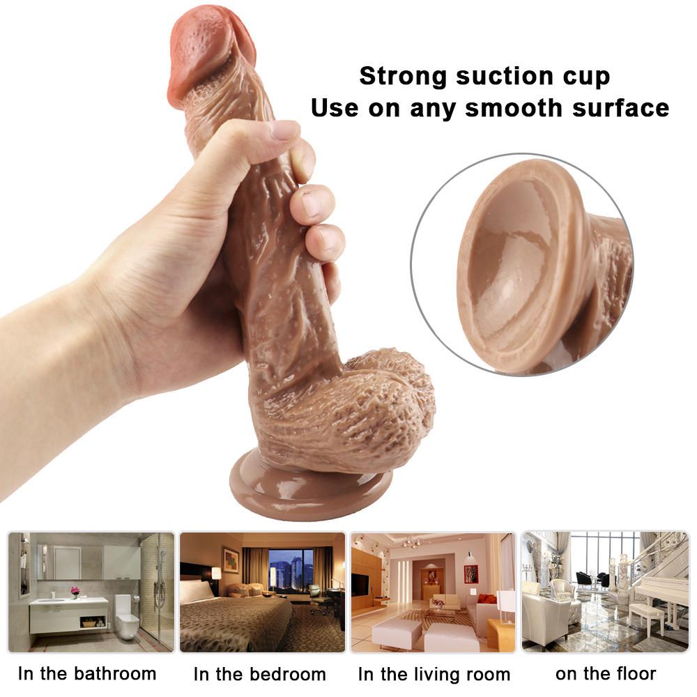 Коричневый пенис, реалистичный фаллоимитатор без вибратора со страпоном на присоске, ультра эластичный ремень на большом фаллоимитаторе, секс-игрушки для взрослых