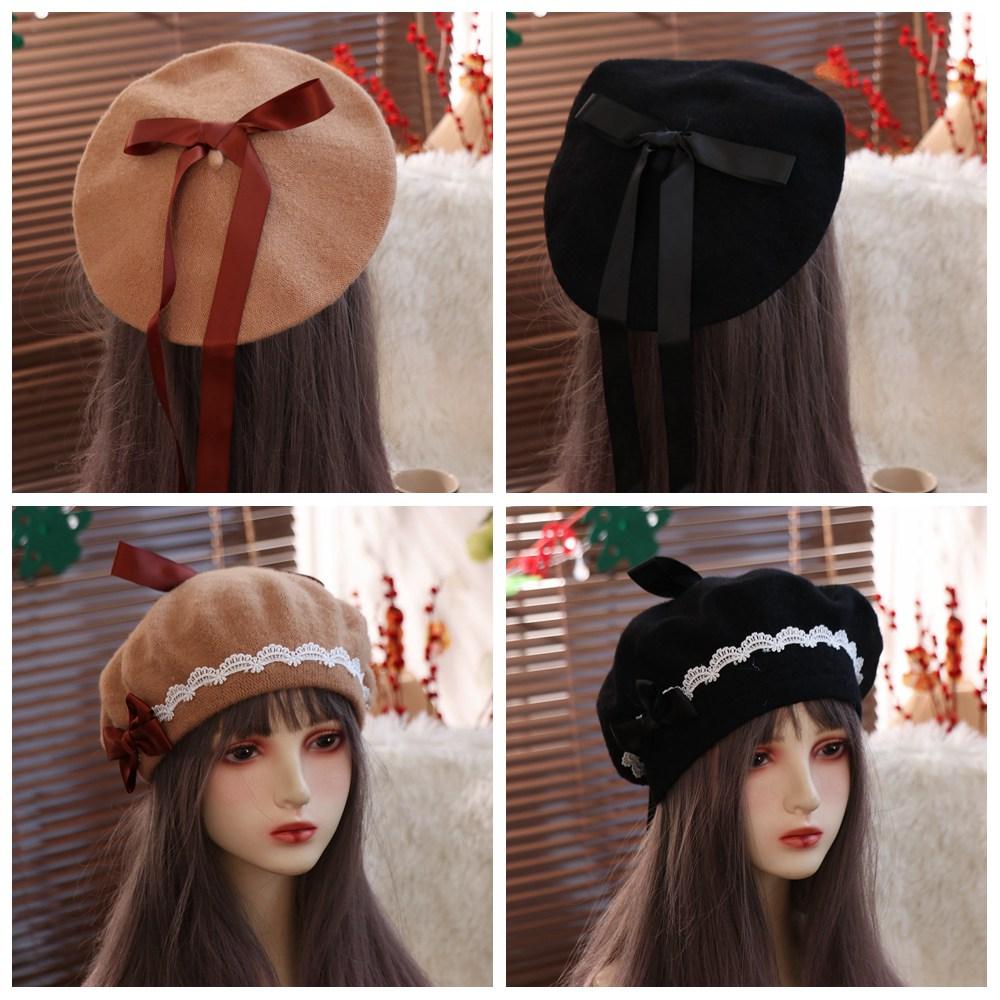 Sweet Lolita Beret Warm Beanie Cap Decorate Painter Hat Women Headdress