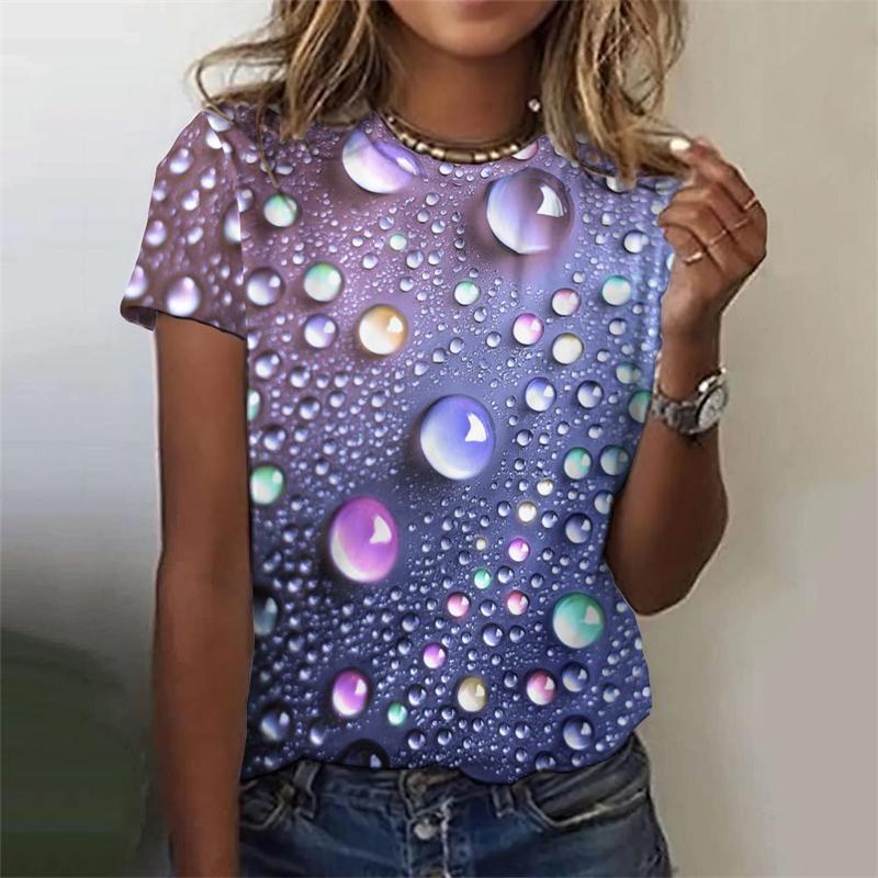 Футболка с 3D-принтом в виде цветного сердца, красивая женская одежда, женская мода, повседневная футболка для девочек, свободные топы с коротким рукавом, футболки