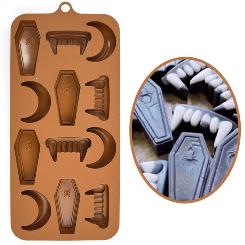 Силиконовая форма для шоколада в виде тыквы на Хэллоуин, конфеты в виде зубов вампира, форма для изготовления льда, мыла в виде костей черепа, свечей, декора для вечеринок, подарков