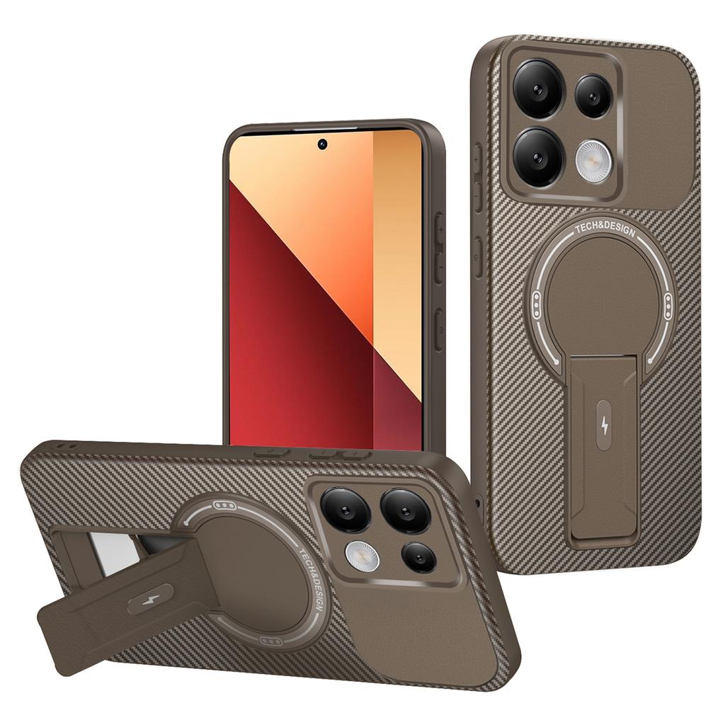 Чехол для телефона Xiaomi Redmi Note 14S 4G/Note 13 Pro 4G/Poco M6 Pro 4G с текстурой углеродного волокна, из ПК+ТПУ, с подставкой