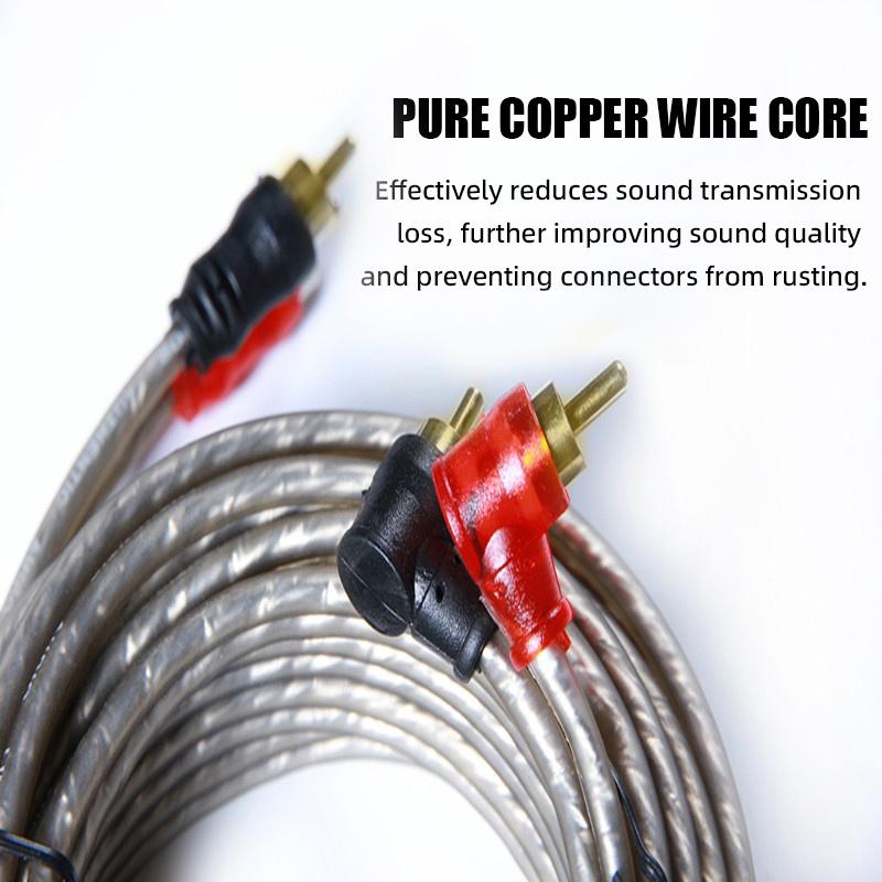 5m Automotive Pure Copper Audio Cable Car Audio System Modification Subwoofer Amplifier 2 Rca To 2 Rca Wire Signal Cable 5