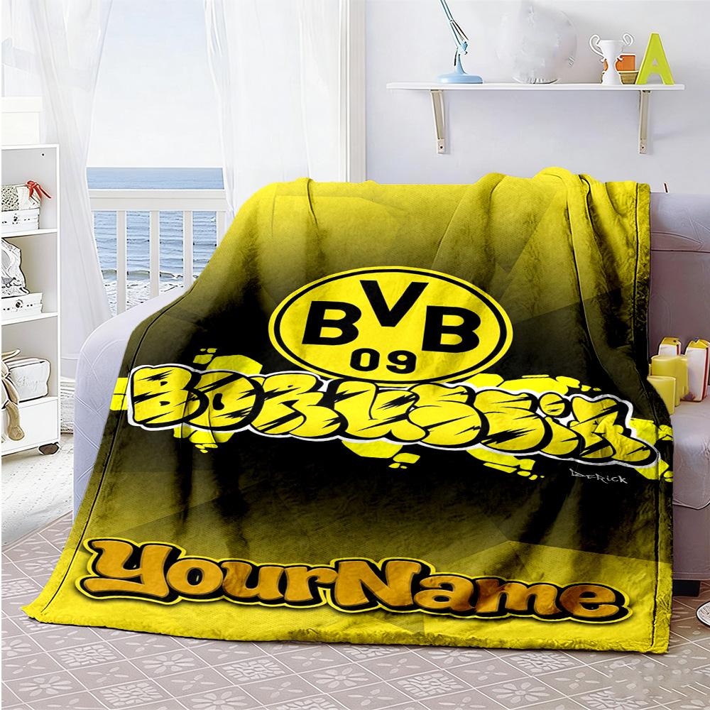 Borussia Dortmund Customize Text Blanket Lightweight Customizable Blanket Warmthful Decor Great for Office Couch Bed Living Room Ideal for All Seasons