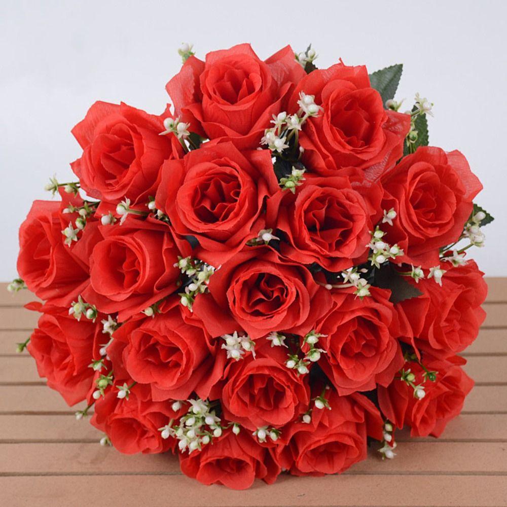 18 Head Real Happy Flower Natural Simulated Rose High Quality Dry Rose Flowers Home Decorative