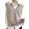 [BN1 select] трикотажный жилет женский весна осень Красивый жилет с V-образным вырезом топы женская одежда одежда Весенние вещи Осенние вещи свитер 30-е 40-е 50-е бежевый