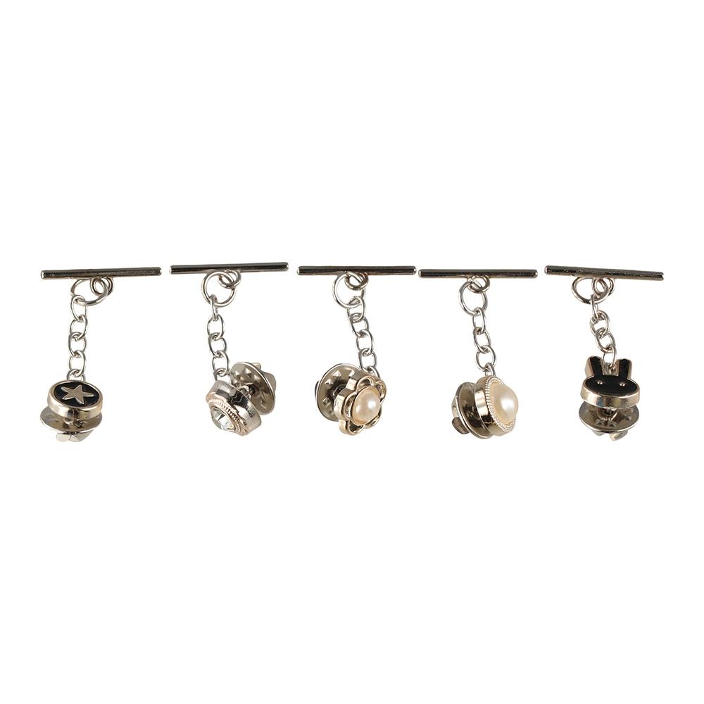 Rabbit Nail-Free Cardigan OT Buckle Triangle Flower Anti-light Brooch  Unisex