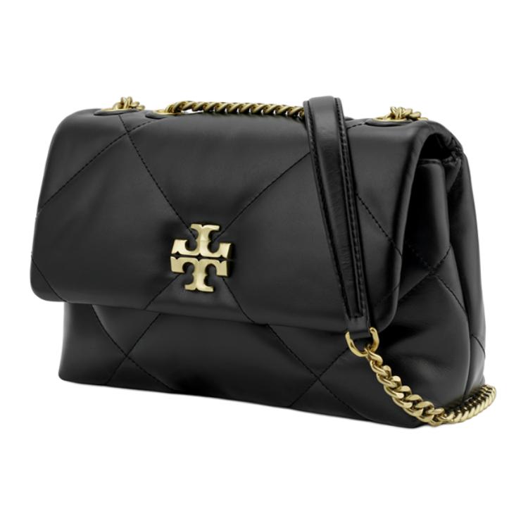 Tory Burch Kira Diamond Стеганая Сумка-кроссбоди на клапане с магнитной застежкой Кожаная Маленькая Женская сумка Черный 154706-001