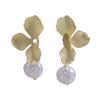 Retro Deformation Flower Earrings for Women Fashion Flat Imitation Pearl Drop Earrings Party European Jewelry Accessories