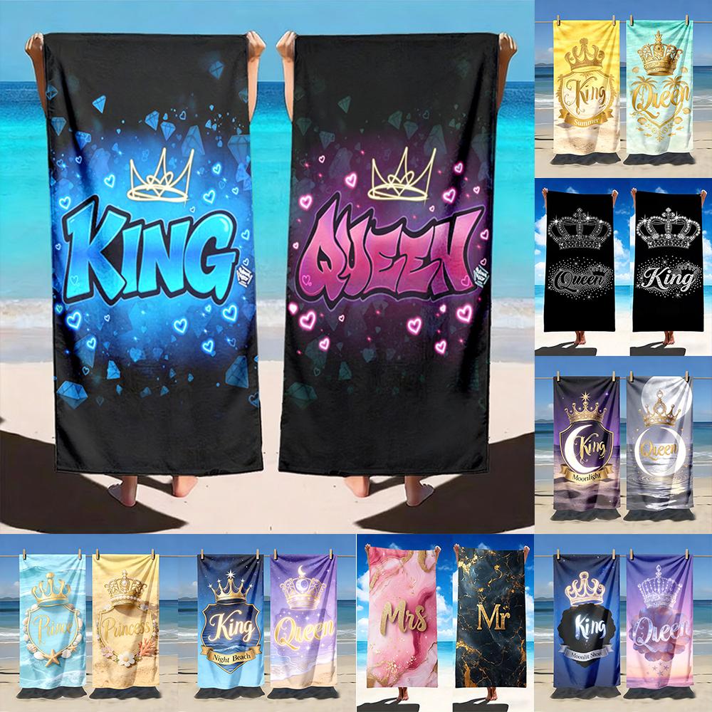 2 шт. Парные пляжные полотенца King & Queen, Роскошный романтический набор пляжных полотенец для него и нее