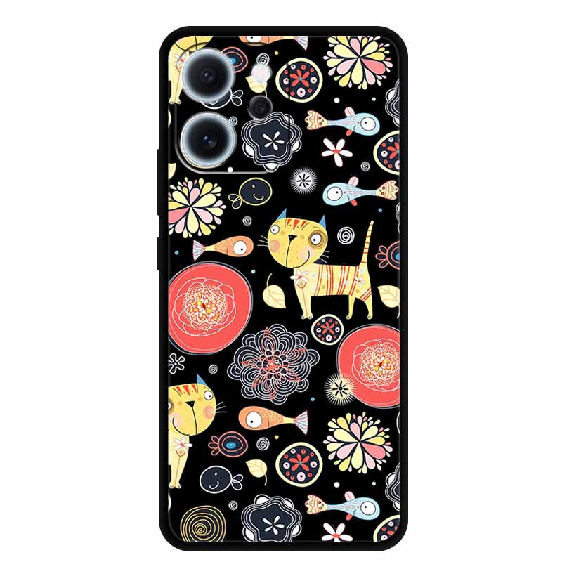 Cartoon Phone Case For Oppo Reno15 F Soft TPU Silicone Protector Relief Flower Emboss 3D Cover Funda Reno15F 15F Bumper Shield