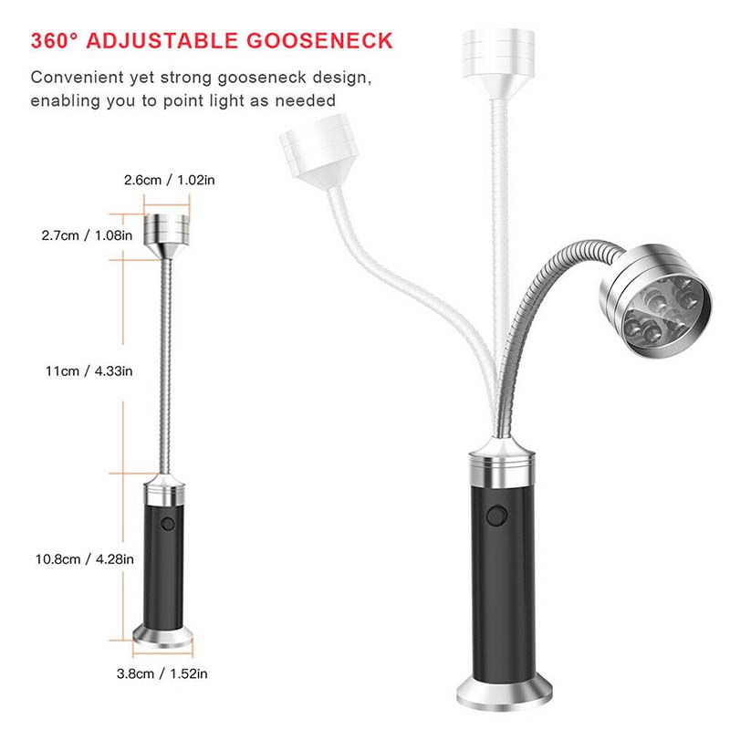 1pc 9 LED Flashlight BBQ Grill Light Outdoor Super Bright Magnetic Base Barbecue Lights Soft Tube Torch Lighting Lamp