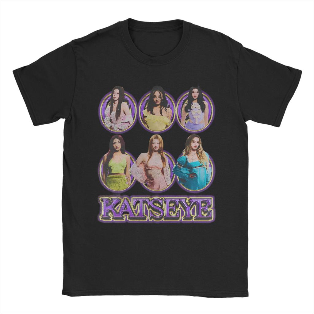 Novelty Katseye Kpop Idol TShirts Unisex Unisex Crew Neck Cotton T Shirt Beautiful Chaos Album Short Sleeve Tees Gift Idea Tops