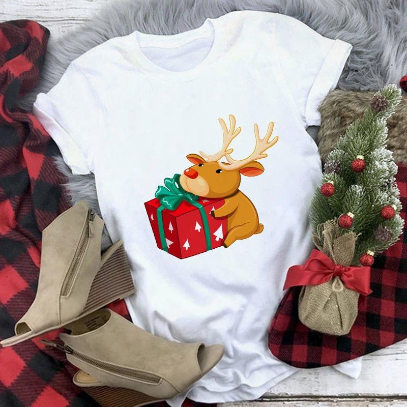 Santa Claus 90s Christmas New Year Holiday Graphic T Shirt Print Tshirt Top Women Fashion Clothing Female Short Sleeve Tees