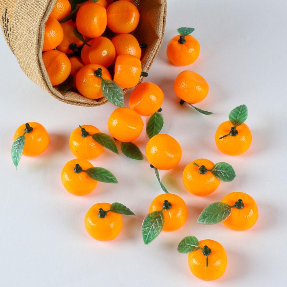 10pcs Mini Artificial Plastic Orange Realistic Funny Simulation Orange Handicrafts Fake Fruits Wedding Party Decorations