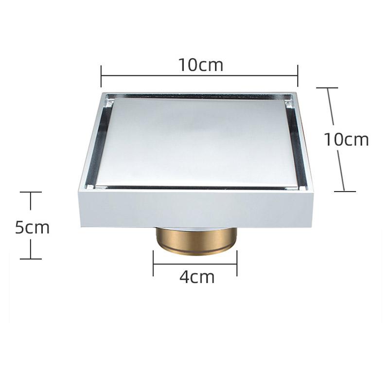 Black Brass 10 X 10 Cm Shower Floor Drain Washroom Bathroom Invisible Drain Cover Square Waste Floor Drain