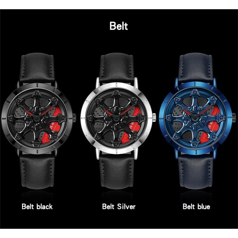 SANDA Часы со стальным ремнем, модные повседневные мужские часы с крутым циферблатом, кварцевые часы на колесе автомобиля