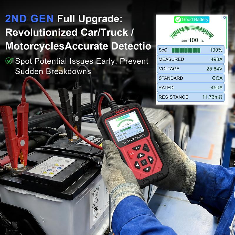 2026 TOPDIAG BT309PRO 6V/12V/24V Battery Tester for Cars Motor Truck 100-2000 CCA Cranking Charging Analyzer Tool Start Test
