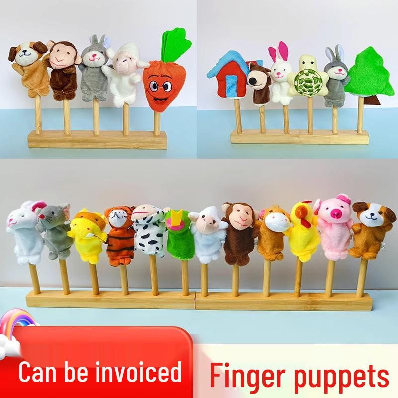 Стеллаж для хранения и игрушки-пальчиковые куклы для животных для маленьких, средних и больших групп - Языковая зона детского сада