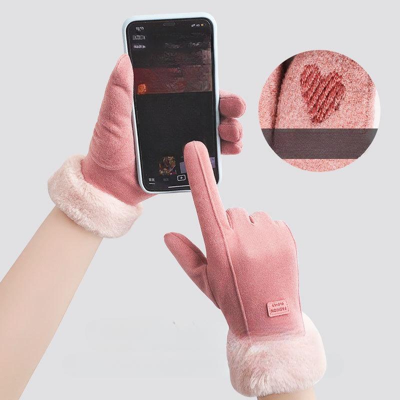 Женские перчатки для сенсорных экранов, модные, осенне-зимние, теплые, тонкие, кашемировые, однотонные, для езды на велосипеде, элегантные, ветрозащитные перчатки