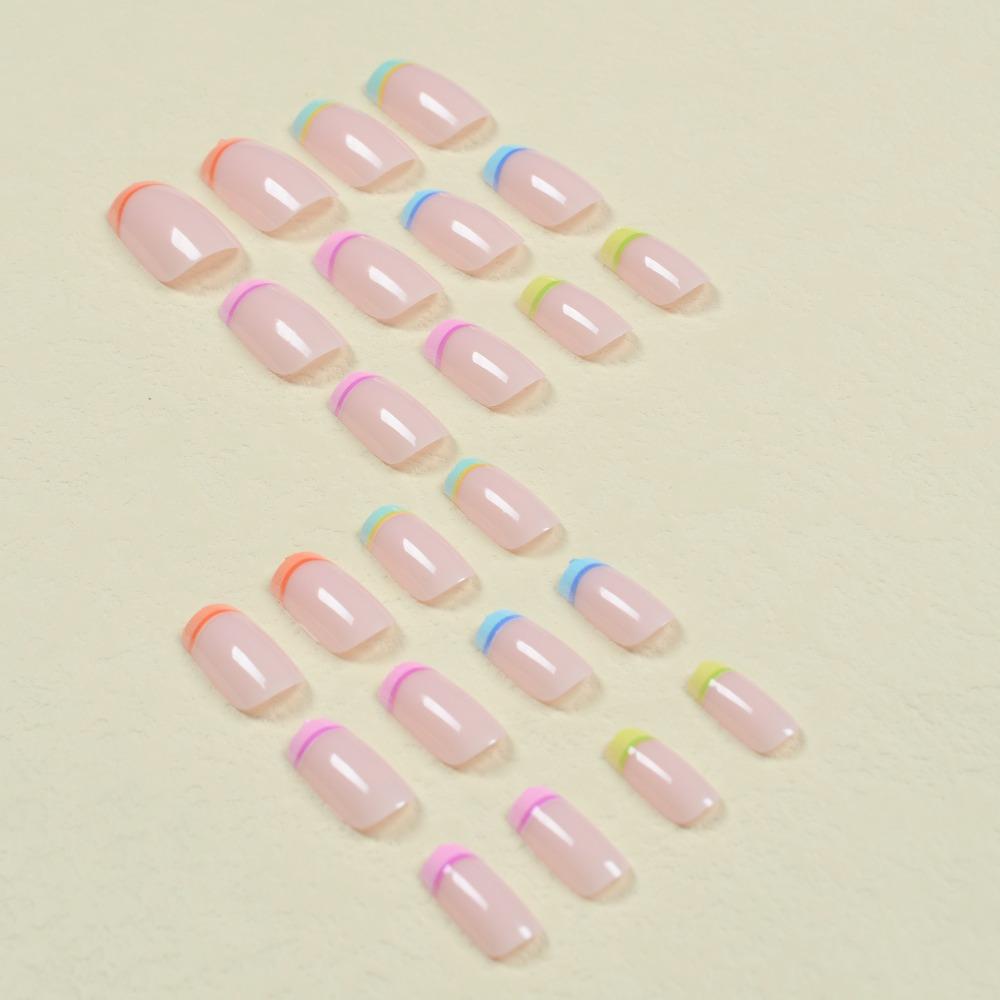 Round Head French Fake Nails Full Cover Press On Nails Detachable False Nail Women