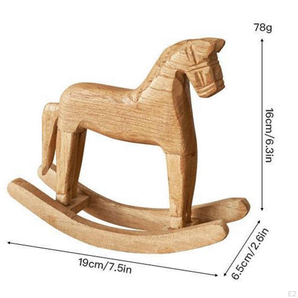 Rocking Horse Statue, Table Decoration Crafts Housewarming Gift, Wooden Figurine Animal
