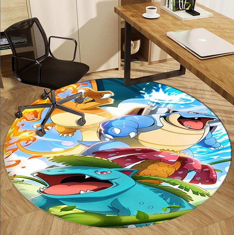 Pokemon Pattern Round Rug, Indoor/Outdoor Mat, for Picnic, Gameroom, Bedroom, Office, Living Room, Home Decor Carpet, Birthday Gift