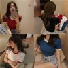 Summer Solid Color Korean New Short-sleeved T-shirt for Women Slim Solid Color Women's Top Clothes