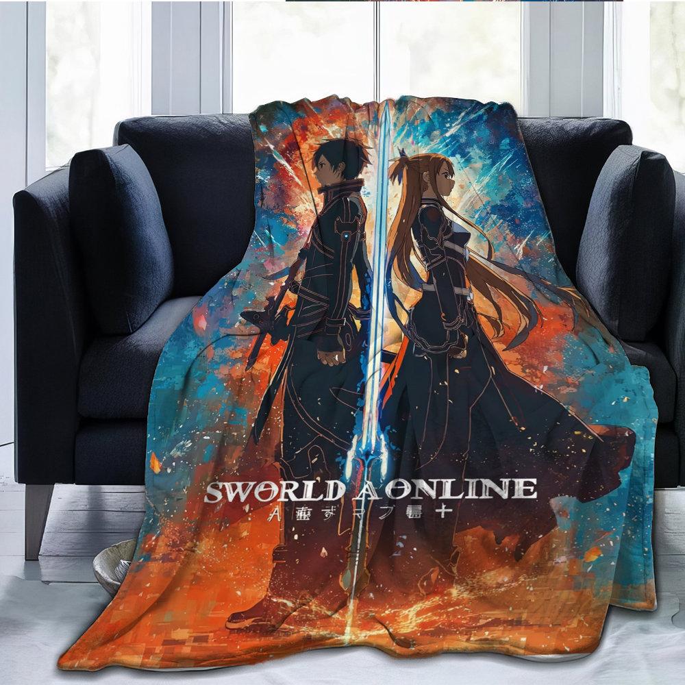 anime characters Asuna and Toru Flannel printed blanket suitable for all seasons suitable for living room office sofa and travel