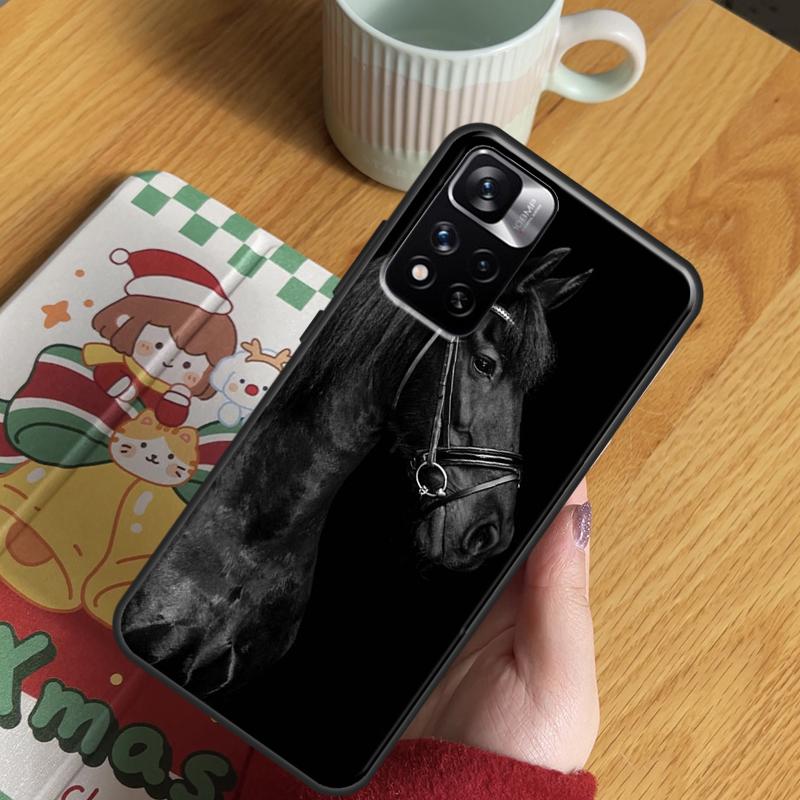 Черно-белый чехол с лошадью для Xiaomi Redmi Note 13 Pro 14 12 11 10 15 Pro Plus Redmi 15 C 13 10C 12C 13C 14C