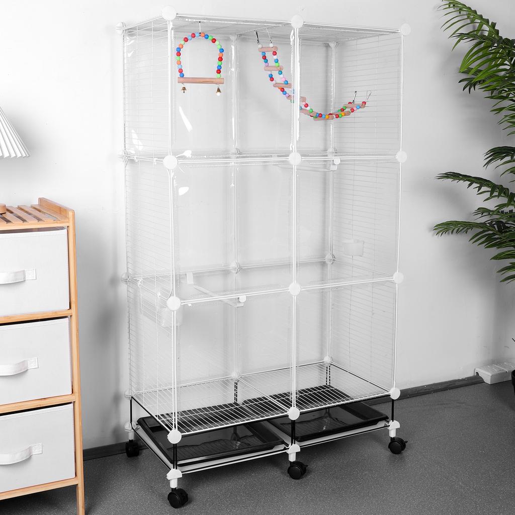 Универсальная клетка для птиц на колесиках с поддоном, качелями, лестницей, большая клетка для полетов, широкая клетка для попугаев, корелл, конуров, волнистых попугайчиков