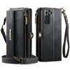 For Samsung Galaxy S22 5G Case CASEME C39 RFID Blocking Zipper Wallet Stand Leather Cover with Strap