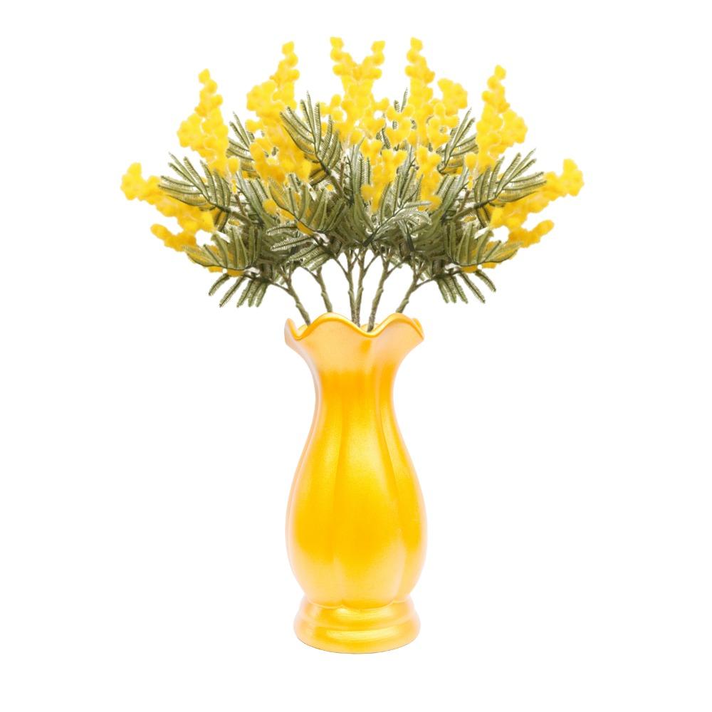 6pcs 13.78in Artificial  Mimosa Branches Indoor Tabletop Floral Decor  Hotel & Restaurant Ornament