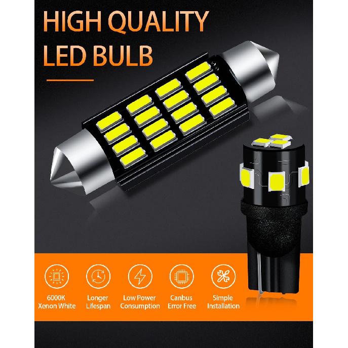 White LED Bulbs Package Kit Compatible with 2007 2008 2009 2010 2011 2012 2013 2014 2015 2016 2017 Jeep Wrangler JK 2-Door Interior Light + License