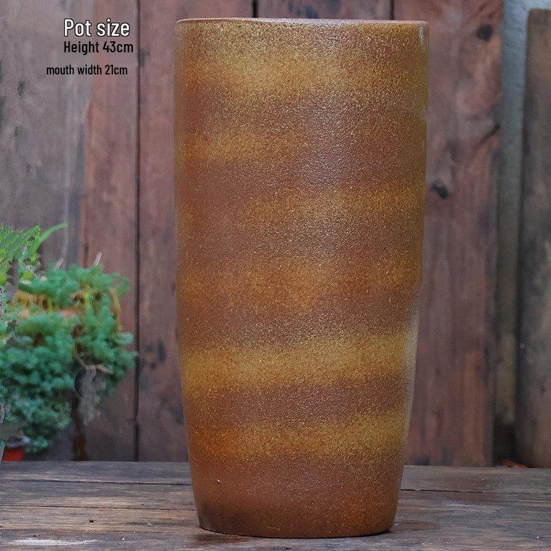 Large Retro Handmade Ceramic Pot for Succulents, Flowers, or Green Plants - Indoor Aged Pottery Decoration for Home or Hotel
