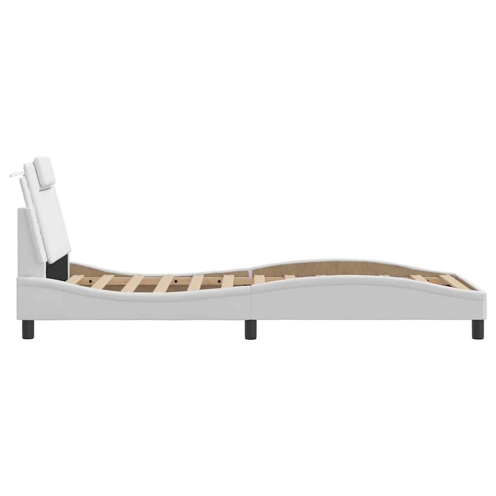 Viana Bed Frame without Mattress White 90x190 cm Faux Leather