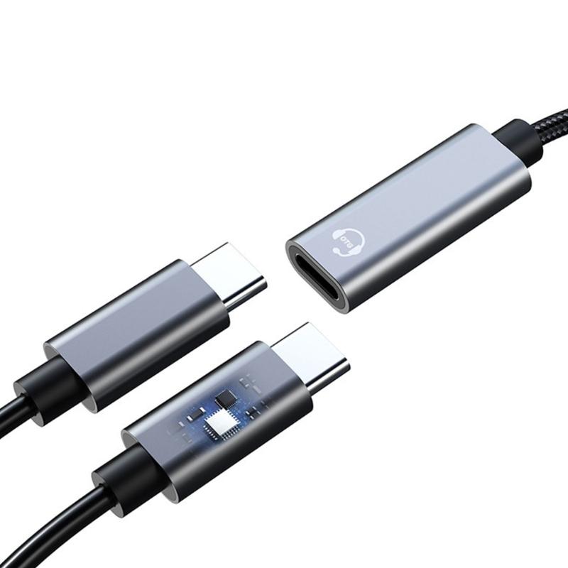 USB C разветвитель 1 в 2 выхода Двойной USB C Адаптер для зарядки наушников Type C Звуковой адаптер PD60W Кабель для быстрой зарядки