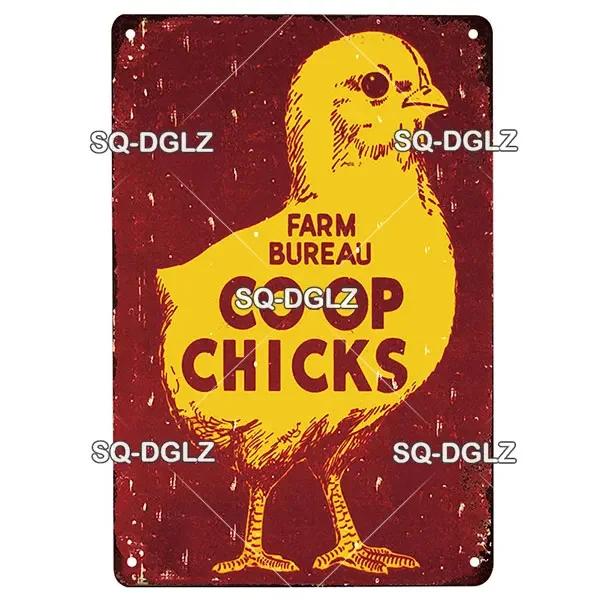 Chicken Zone Metal Sign Vintage Metal Plaque Plates Decor For Pub Bar Garden Wall Decor Tin Signs Fresh Eggs Poster