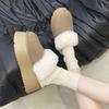 Женские пушистые тапочки на толстой подошве: Осень/Зима Повышающие рост, Теплые, Ретро Закрытый носок, Высококлассные Меховые Домашние Тапочки