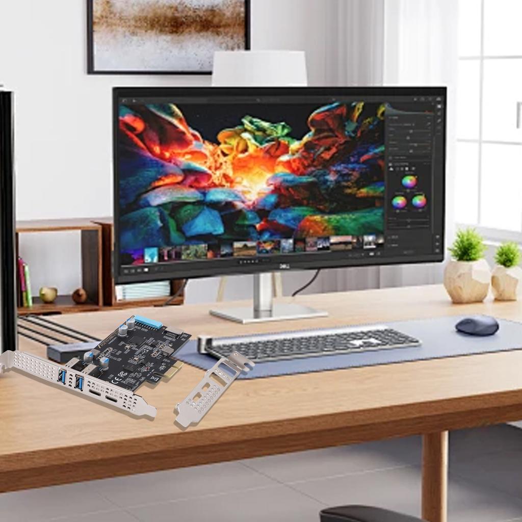 Карта PCIE на USB 3.2 Gen 1 Пропускная способность 10 Гбит/с 4 USB Карта адаптера расширения PCIe для настольного ПК