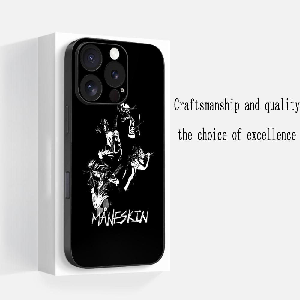 Maneskin крутой дизайн с узором группы Чехол для телефона Для iPhone 16 16e 15 14 13 12 11 Plus Mini Pro Max Мягкий черный Ударопрочный чехол