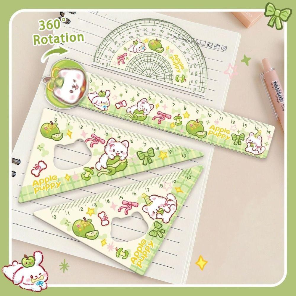 4pcs Acrylic Straight Ruler Measurement Drawing Stationery Set Square Protractor School Office